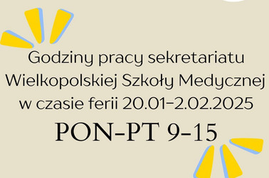 Godziny pracy sekretariatu w czasie ferii